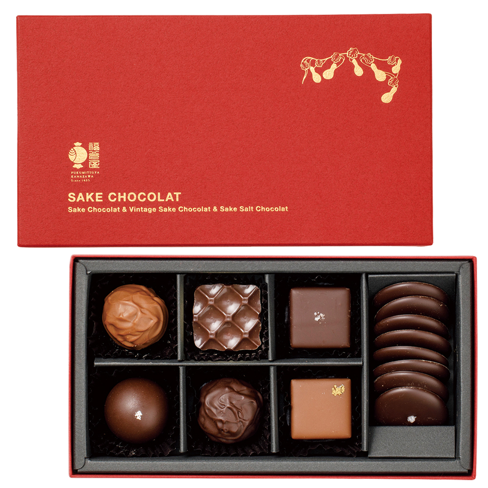 SAKE CHOCOLAT ASSORT（サケショコラアソート）ショコラ6個　ソルトチョコ8枚　化粧箱入